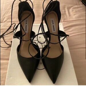Steve Madden Sz 10 Black Suede Strappy High Heel Shoe Raela Style New in Box